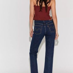 Levi's Women's High Rise Wide Straight Leg Dark Blue Jeans